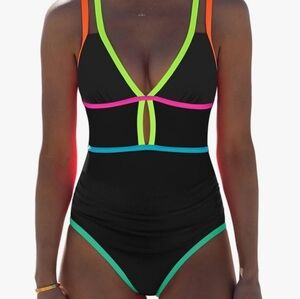 Vibrant Trim Black One-Piece Swimsuit
